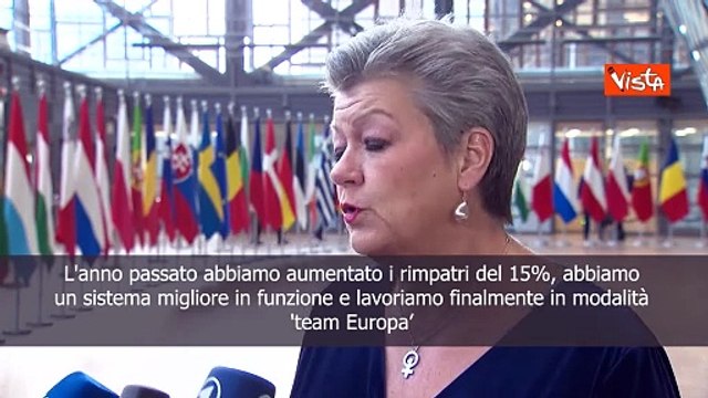 Johansson: Rimpatri migranti aumentati del 15% nel 2023e