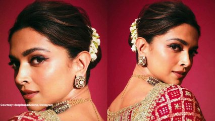 Deepika Padukone serves Royalty in Gorgeous red Gharchola bandhani saree