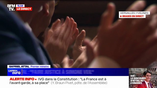 IVG dans la Constitution: Que la force de vos applaudissements fasse justice à Simone Veil , adresse Gabriel Attal aux parlementaires