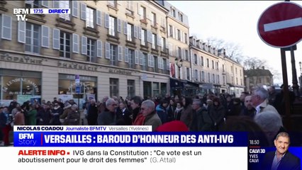 Скачать видео: IVG dans la Constitution: un rassemblement anti-avortement en cours à Versailles