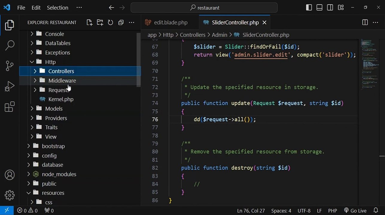 Update Slider Feature Part 2 in Restaurant E-commerce Project in Laravel #31