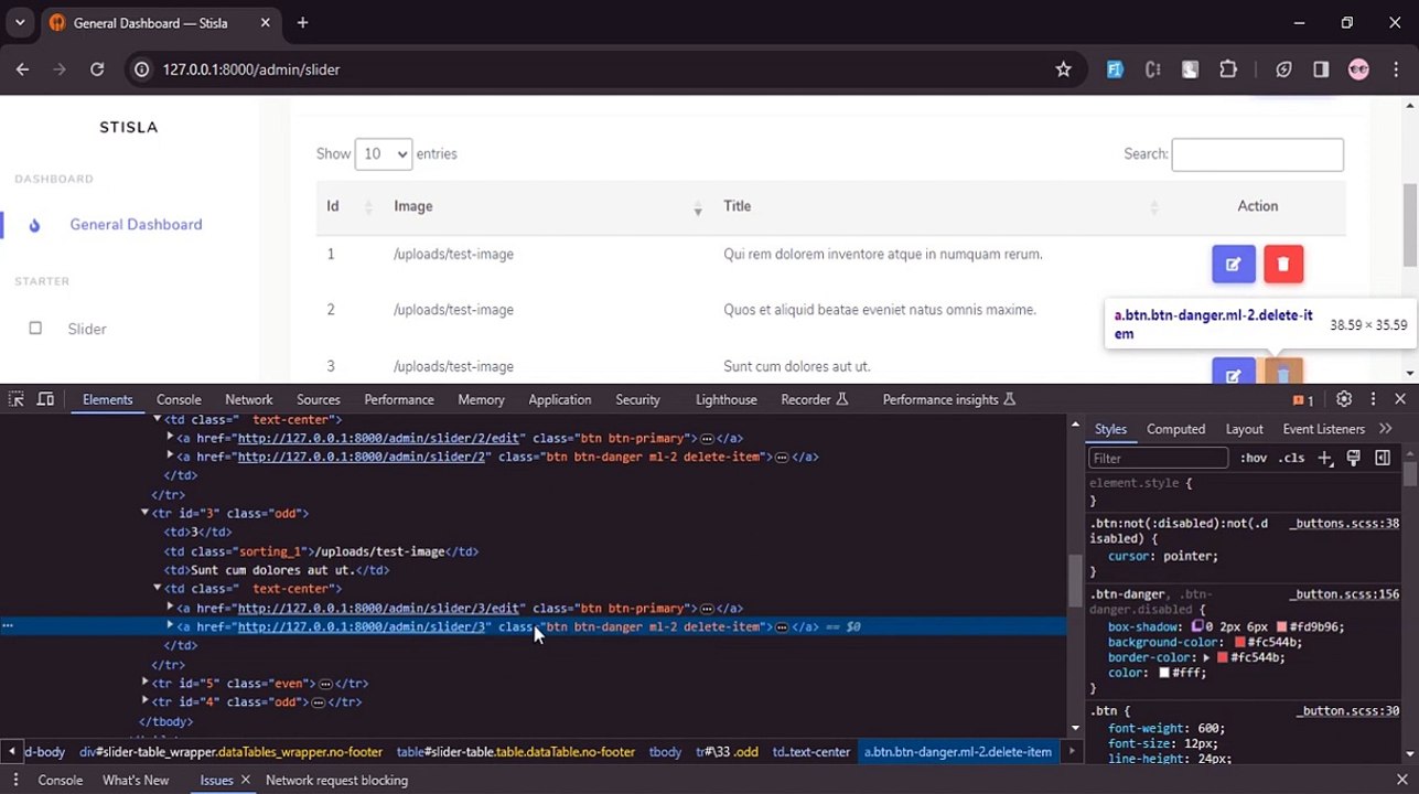 Delete Slider Data using Ajax & Refresh YajraBox DataTable | Restaurant Project Laravel #32 Part 2