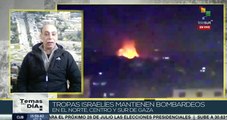 Fuerzas israelíes mantienen bombardeos en el norte, centro y sur de Gaza