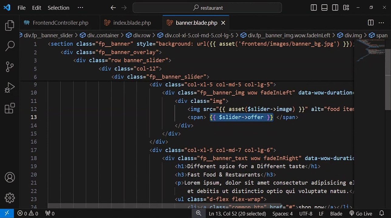 Show Sliders at Frontend & Create remove image Trait Method | Restaurant Project in Laravel #35