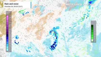 Cold front sweeping the eastern United States