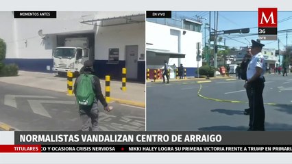 Normalistas atacan con petardos el centro de arraigo de la alcaldía Cuauhtémoc, CDMX
