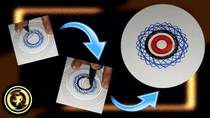  ¿CÓMO DIBUJAR una flor azul con centro negro y rojo, usando un espirógrafo circular? 