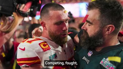 下载视频: Jason Kelce pays emotional tribute to brother Travis