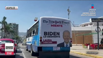 Captan camión con publicidad de Joe Biden en acapulco