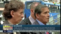 Jubilados de Ecuador rechazan propuestas de cambiar sistema de seguridad social y pensiones.