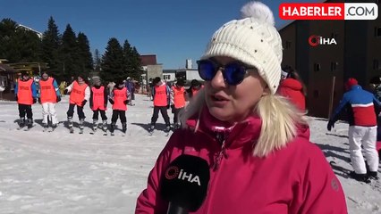 Nilüfer'in kırsalındaki çocuklar Uludağ'ı ilk kez görüp kayak yapmayı öğreniyor
