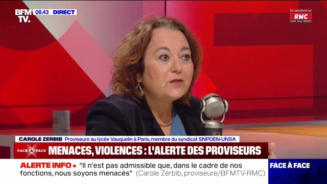 Menaces contre les proviseurs: Les actes de violences physiques et verbales sont en hausse affirme Carole Zerbib, proviseure au lycée Vauquelin à Paris, membre du syndicat SNPDEN-UNSA