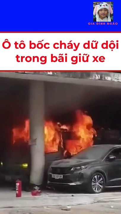 Ô tô bốc cháy dữ dội trong bãi giữ xe ở TP.HCM