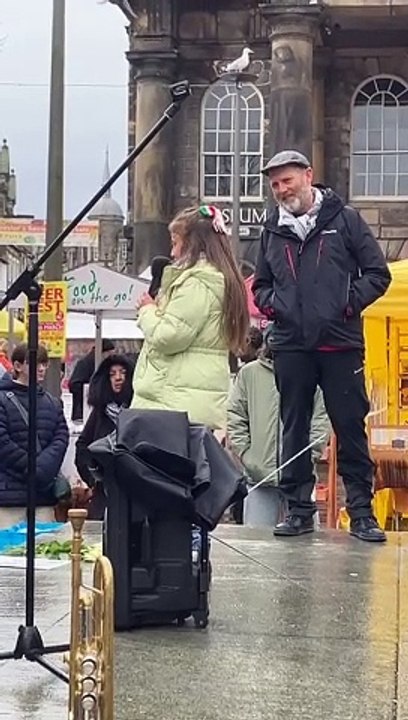 Lancaster schoolgirl sings arabic song at Palestine protest in the city
