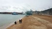 Royal Navy aircraft carrier HMS Queen Elizabeth leaving Portsmouth