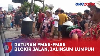 Ratusan Emak-Emak Blokir Jalan di Deli Serdang, Lalu Lintas Jalinsum Lumpuh