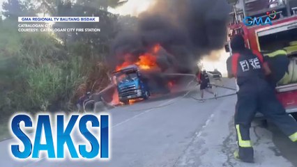 Wing van na may kargang cosmetic products, nagliyab sa kalsada | Saksi