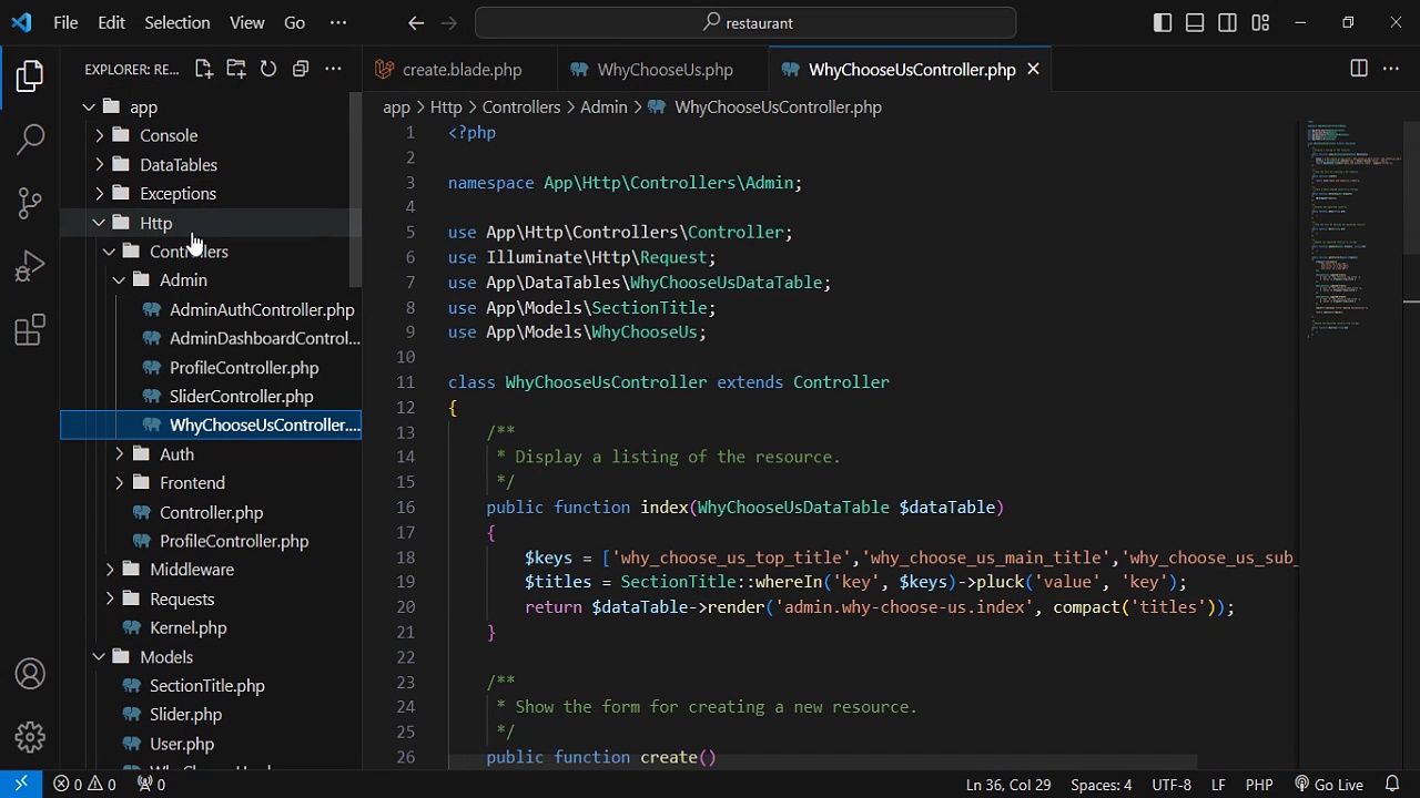 E-commerce Restaurant Project in Laravel