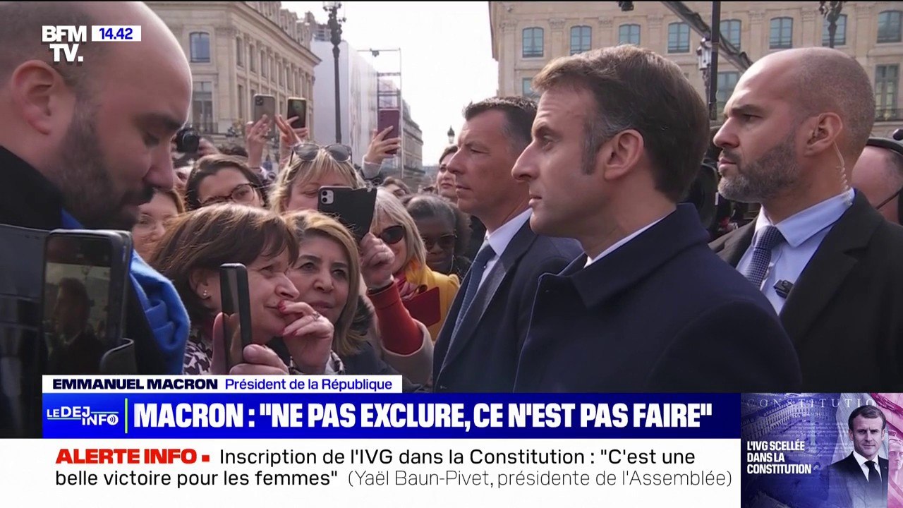 Envoi de troupes en Ukraine: "Ne pas exclure quelque chose, ce n'est pas le faire" affirme Emmanuel Macron à l'issue de la cérémonie place Vendôme