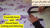 Eid Special Round Neck with Slit Kurti Neck Design Cutting & Stitching | Latest Round Neck Design |