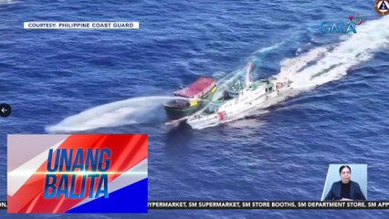 Barko ng Pilipinas na Unaizah May 4, binomba ng tubig ng China Coast Guard sa Ayungin Shoal; 4 sugatan | UB