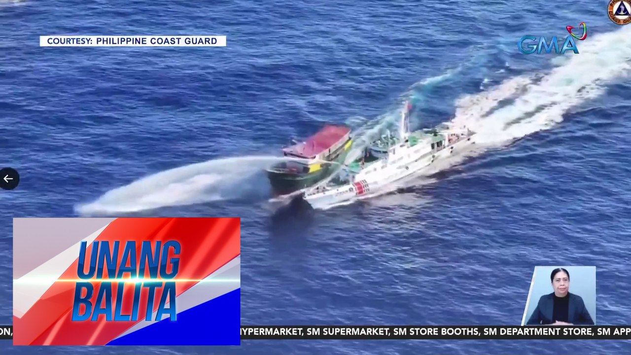 Barko ng Pilipinas na Unaizah May 4, binomba ng tubig ng China Coast Guard sa Ayungin Shoal; 4 sugatan | UB