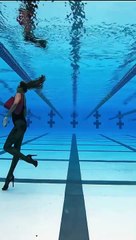 girl walk underwater