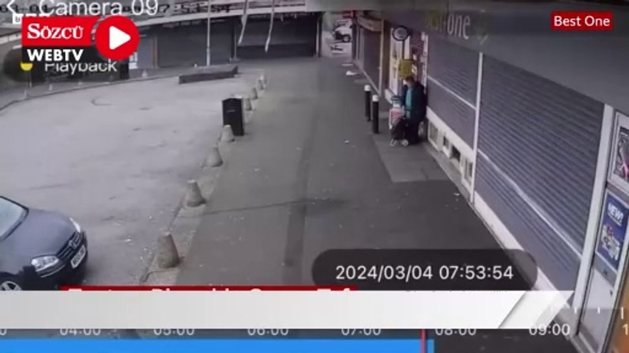 Kepenge sıkışan kadının zor anları