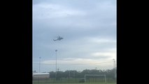 A Toll helicopter lands at Woonona Sharks Football Club/ Illawarra Mercury/ March 5, 2023