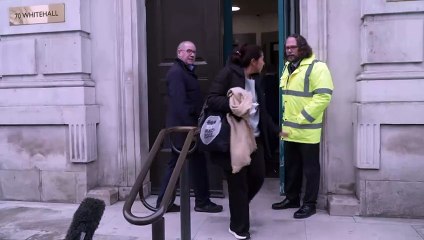 Mordaunt and Gove arrive at Cabinet Office on Budget day