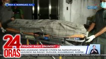 Mag-asawang senior citizen na natagpuan sa nasunog na bahay, duguan; kasambahay, suspek | 24 Oras