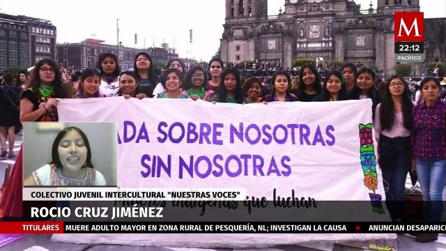 Participación del Colectivo Juvenil Intercultural Nuestras Voces en la marcha del 8M