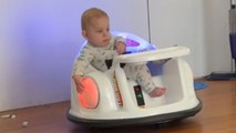 Toddler loves to sit in his bumper car like a king on throne *Hilarious*