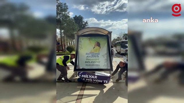 YSK kararı sonrasında Aydın'da CHP'li adayın afişleri kaldırıldı, AKP'li adayın afişlerine ise dokunulmadı