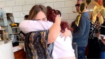 Birthday girl bubbles with uncontainable happiness following surprise reunion with BFF