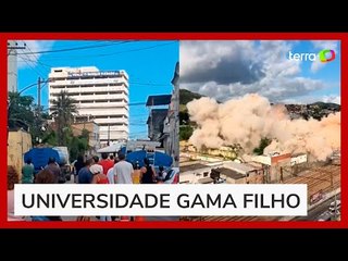 Prédios de antiga universidade são implodidos no Rio de Janeiro