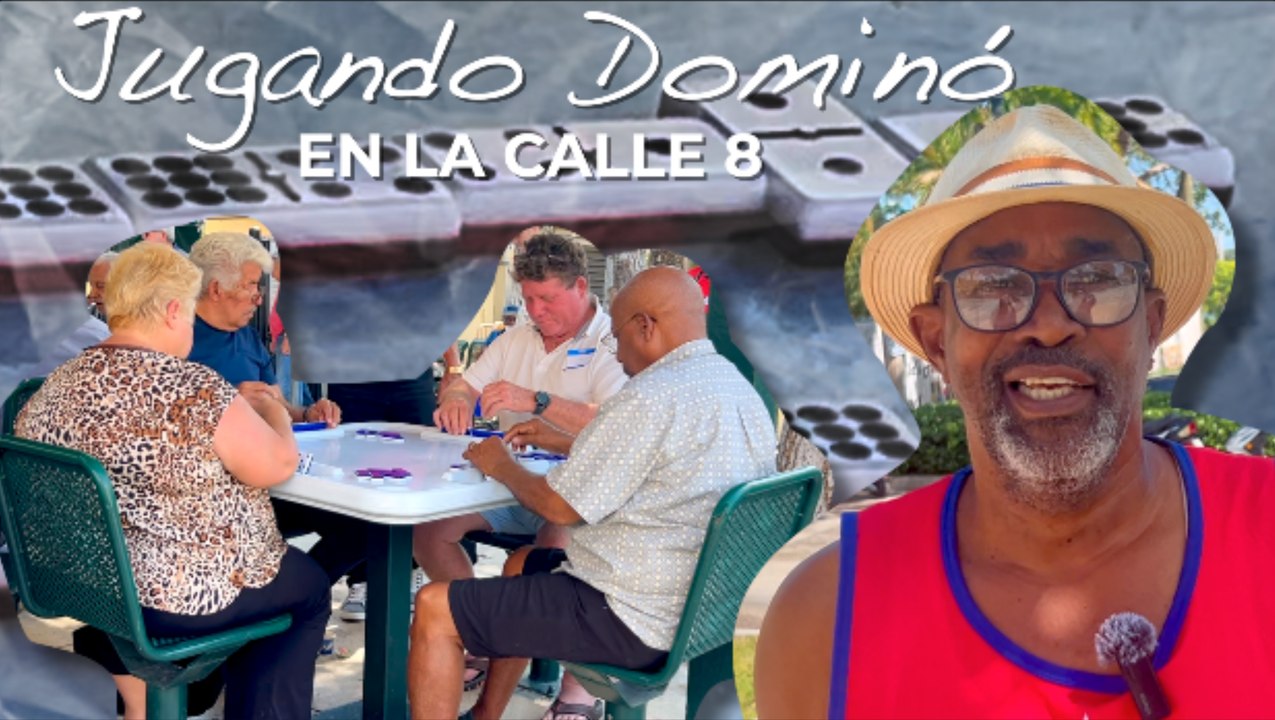 Jugando dominó en la calle 8