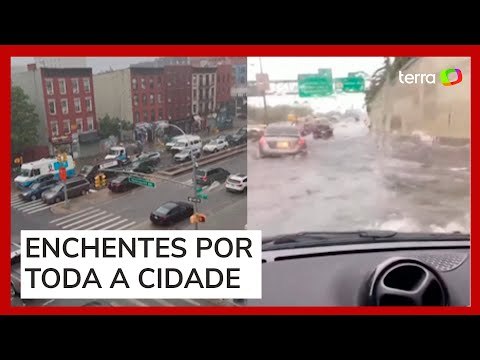 Chuvas torrenciais inundam ruas e deixam Nova York em estado de emergência