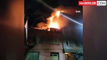 Fatih'te 5 katlı binanın çatısında korkutan yangın