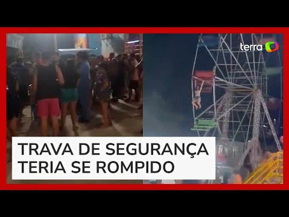 Jovem fica pendurada e despenca de roda gigante...