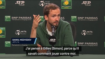 ATP - Indian Wells 2024 - Daniil Medvedev : "Pourquoi j'ai choisi Gilles Simon ? Je détestais l'affronter"