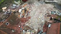Aerial footage of the Horse & Jockey pub, Walsall Wood, being demolished.