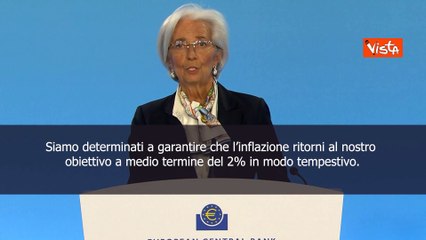Lagarde (Bce): Determinati a far tornare inflazione al 2%