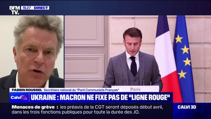 Guerre en Ukraine: Emmanuel Macron "prépare les esprits" à ce que "la France intervienne dans ce conflit", pour Fabien Roussel (PCF)