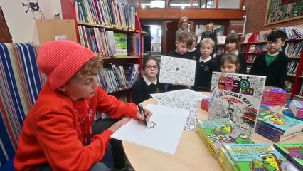 Doodle Boy visits Radbrook Primary School in Shrewsbury.