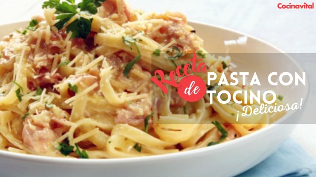 Cómo preparar pasta fetuccini con pollo, tocino y queso manchego | Recetas con pasta | Cocina Vital