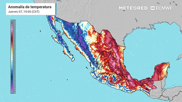 Anomalía de temperaturas en grados Celsius: de caloroón a frescor