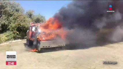 Pobladores de Ocuilan quemaron camión que transportaba madera de tala ilegal
