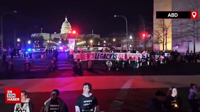 Filistin destekçileri, ABD Başkanı Biden'ın yolunu kesti