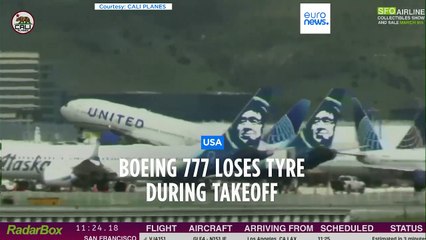 United Airlines plane loses tyre during takeoff